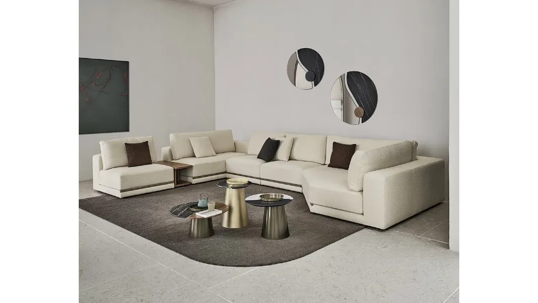 Specchio Luxor con elementi decorativi in SuperMarmo e legno di Bontempi