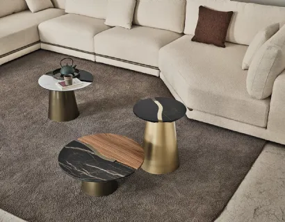 Tavolino Yang in SuperMarmo o SuperMarmo e legno di Bontempi