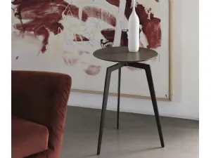 Tavolino tondo Etna in laminato HPL finitura Bronzo di Deas