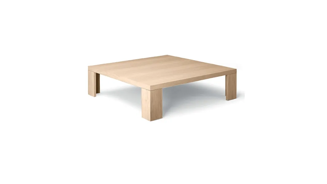 Tavolino quadrato Link in legno impiallacciato di Rovere sbiancato di Deas