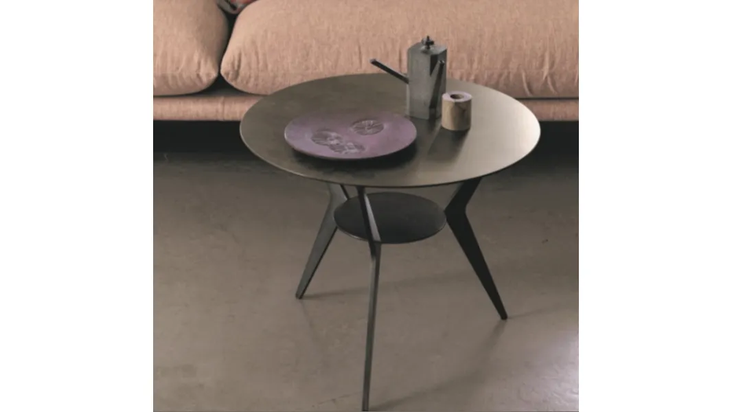 Tavolino tondo Vulcano in laminato HPL finitura Bronzo di Deas