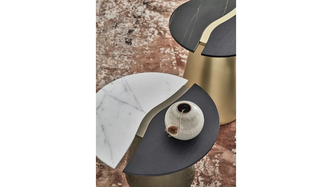 Tavolino Yang in legno e SuperMarmo di Bontempi