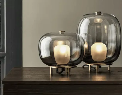 Lampada Blow da tavolo in vetro con base in ottone di Bontempi