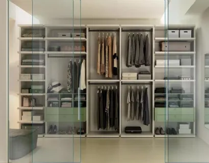 Cabina Armadio in laminato quarzo e laccato flora NC402 di Moretti Compact