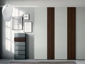 Armadio con ante scorrevoli Vertical laccato opaco con inserti in essenza di Dall'Agnese