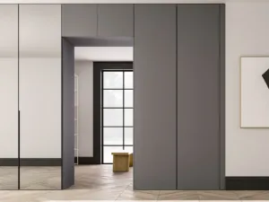 Armadio a ponte Alterna Glass e Plana Ardesia in melaminico e specchio di Zalf