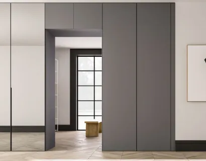 Armadio a ponte Alterna Glass e Plana Ardesia in melaminico e specchio di Zalf