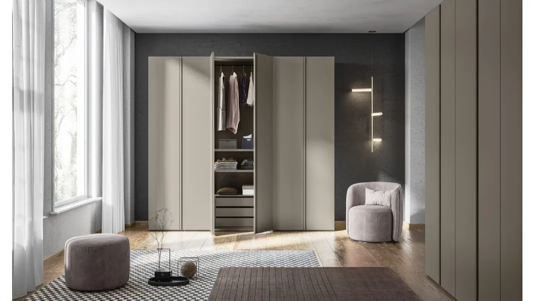 Armadio Battente Gola ZN03 finitura Beige di Marka Total Living