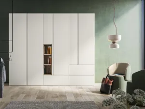 Armadio Battente Gola ZN05 finitura Perla e Noce di Marka Total Living