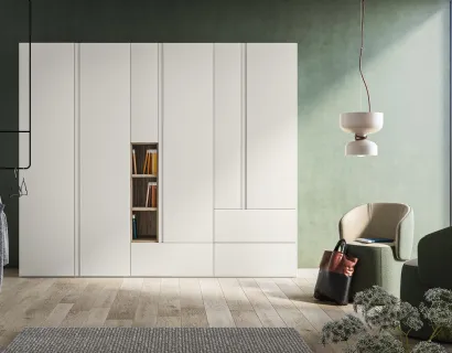 Armadio Battente Gola ZN05 finitura Perla e Noce di Marka Total Living