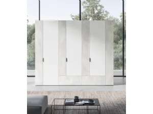 Armadio Battente Virgola ZN07 finitura Bianco e Calce Bianca di Marka Total Living