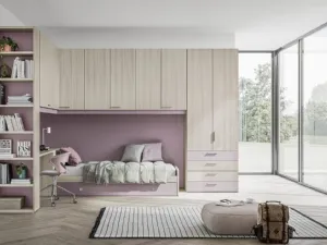 Armadio Battente Retta ZN11 finitura Forestal Sand e laccato Ametista di Marka Total Living
