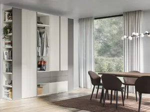 Armadio Battente Bend ZN14 finitura Forestal White e Grigio Caldo di Marka Total Living