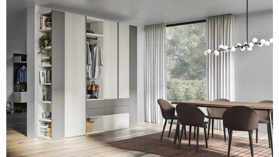 Armadio Battente Bend ZN14 finitura Forestal White e Grigio Caldo di Marka Total Living