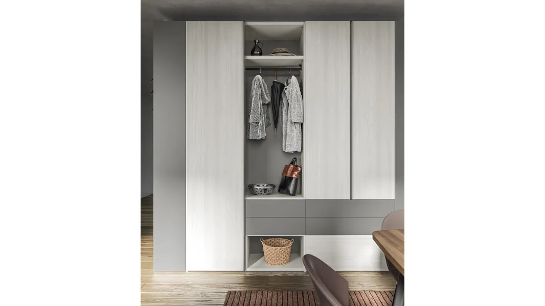 Armadio Battente Bend ZN14 finitura Forestal White e Grigio Caldo di Marka Total Living