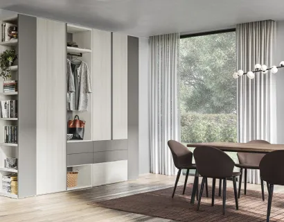 Armadio Battente Bend ZN14 finitura Forestal White e Grigio Caldo di Marka Total Living