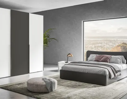 Armadio Scorrevole Happy ZN17 finitura Bianco e Antracite di Marka Total Living