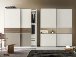 Armadio Scorrevole Elite ZN27 in nobilitato con inserti varie finiture di Marka Total Living
