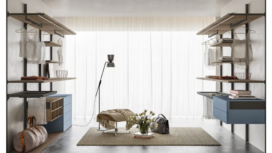 Cabina Armadio Vertiko ZN30 in laccato opaco Polvere e finitura Noce di Marka Total Living