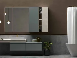 Mobile da Bagno sospeso in laccato carta da zucchero e top in laccato effetto resina 45 01 di Birex