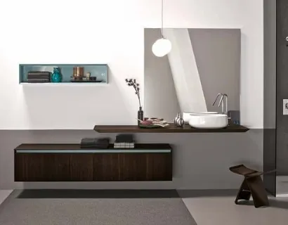 Mobile da Bagno sospeso in rovere termotrattato e laccato lucido 45 05 di Birex
