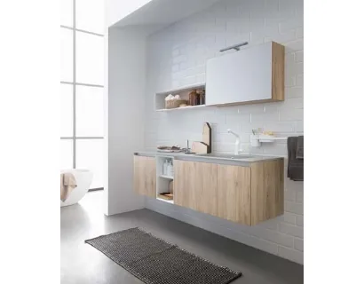 Mobile da Bagno sospeso in melaminico rovere e top in mineral marmo grigio 45 12 di Birex