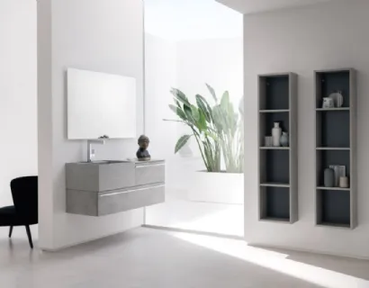 Mobile da Bagno sospeso in beton nobilitato con piano e lavabo in HPL B201 BD020 di Compab