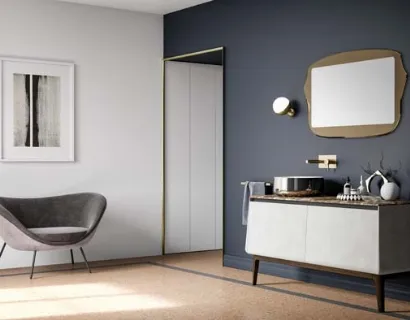 Mobile da bagno di design in laccato effetto resina e top in marmo Campus 02 di Birex
