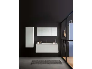 Mobile da Bagno sospeso in laccato bianco opaco e top in Corian Campus 04 di Birex