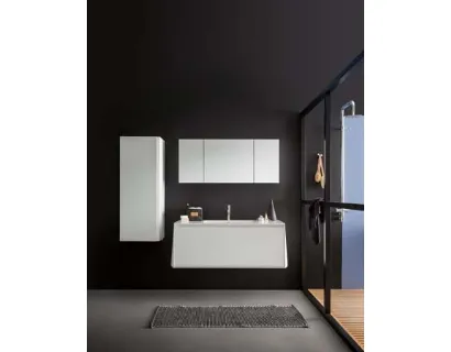 Mobile da Bagno sospeso in laccato bianco opaco e top in Corian Campus 04 di Birex