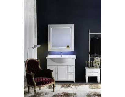 Mobile Bagno da appoggio in laccato bianco opaco e lavabo consolle in ceramica DIAMANTE DM13B di Compab