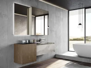 Mobile da Bagno sospeso in gres e cammeté rovere castoro Facto 04 di Birex