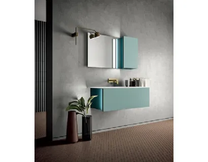 Mobile da Bagno sospeso in laccato e top in Corian Hosoi 03 di Birex