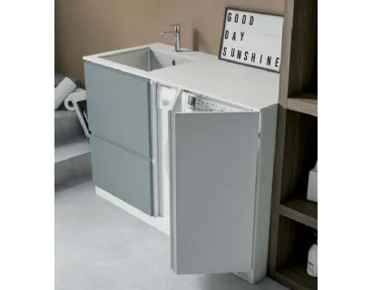 Mobile da Lavanderia in laccato opaco carta da zucchero e bianco Idrobox 01 di Birex
