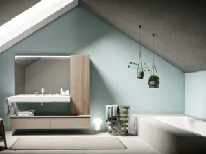 Mobile da Bagno sospeso in melaminico con top in mineral marmo bianco opaco Lapis 01 di Birex