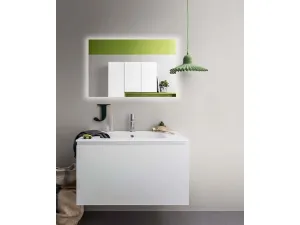 Mobile da Bagno sospeso in laccato opaco e top con lavabo integrato in ceramica Lapis 05 di Birex