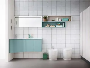 Mobile da bagno sospeso ad angolo in laccato opaco Lapis 07 di Birex