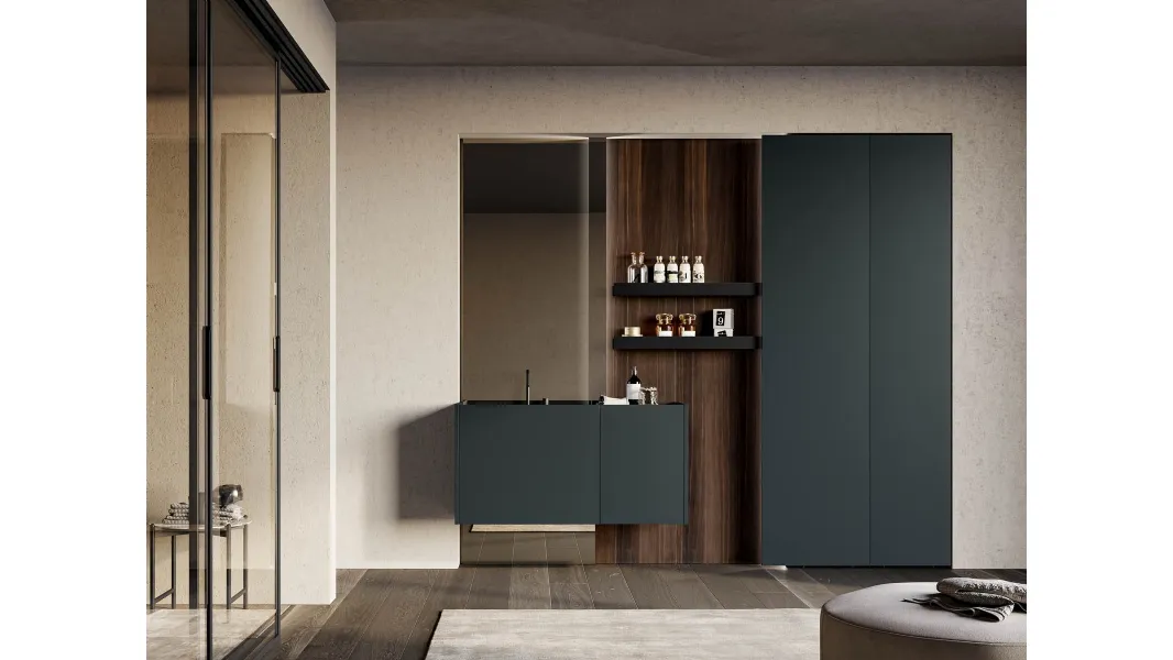 Mobile da Bagno sospeso in laccato opaco grigio antracite Major 06 di Birex