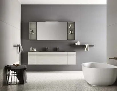 Mobile da Bagno sospeso in laccato effetto resina e top in alluminio Sidero 10 di Birex