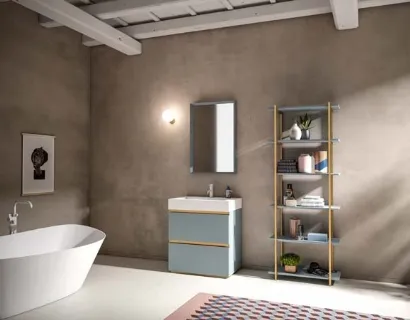 Mobile da Bagno a terra in laccato e alluminio con top in Corian Sidero 11 di Birex