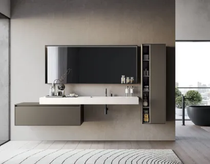 Mobile da Bagno sospeso in laccato opaco grigio Traccia 01 di Birex