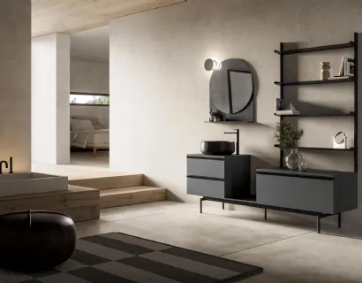 Mobile da Bagno sospeso in laccato lucido bianco INK NK05 di Compab