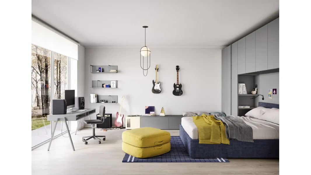 Cameretta a ponte con letto matrimoniale Arial di Nidi