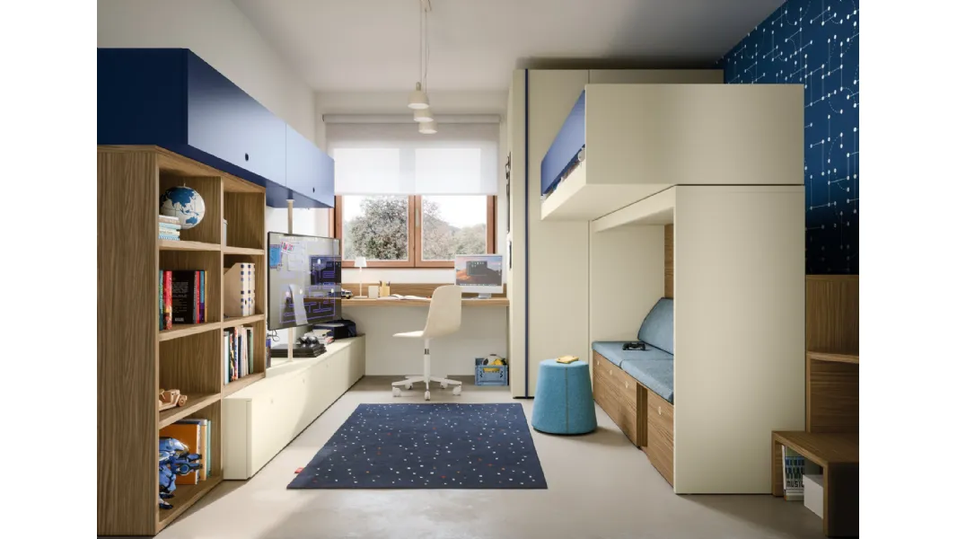 Cameretta con letti a castello Skid di Nidi