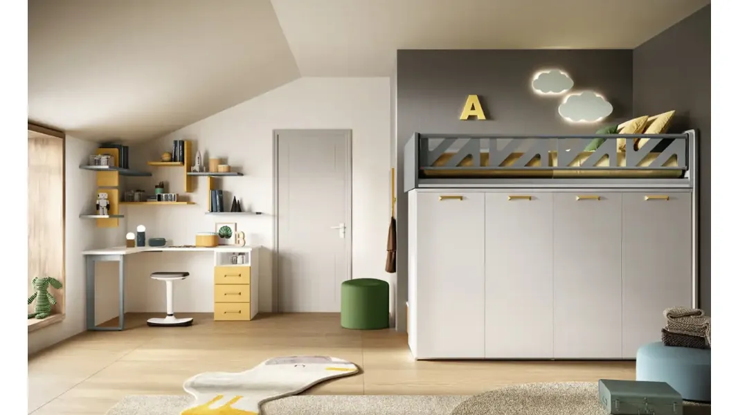 Cameretta a soppalco K109 di Moretti Compact Camerette