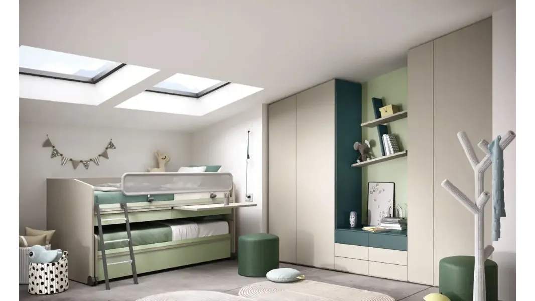 Cameretta con letti scorrevoli K124 di Moretti Compact Camerette