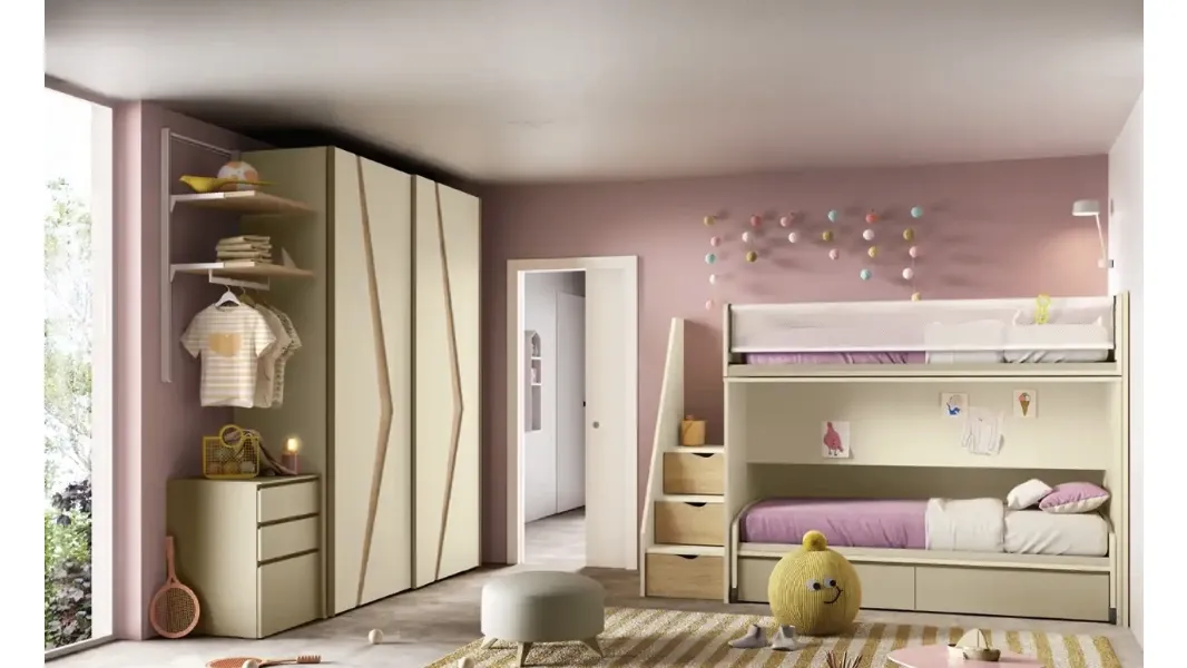 Cameretta con letti a castello K125 di Moretti Compact Camerette