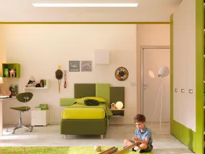 Cameretta componibile con letto singolo in laccato e melaminico KC309 di Moretti Compact