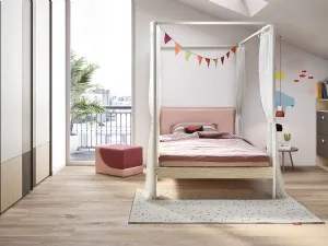 Cameretta componibile con letto a baldacchino e armadio ad ante scorrevoli Kids space 06 di Nidi