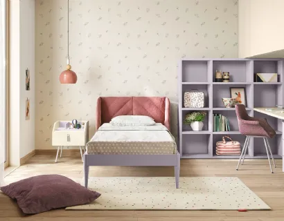 Cameretta a ponte con scrivania e libreria Kids space 21 di Nidi